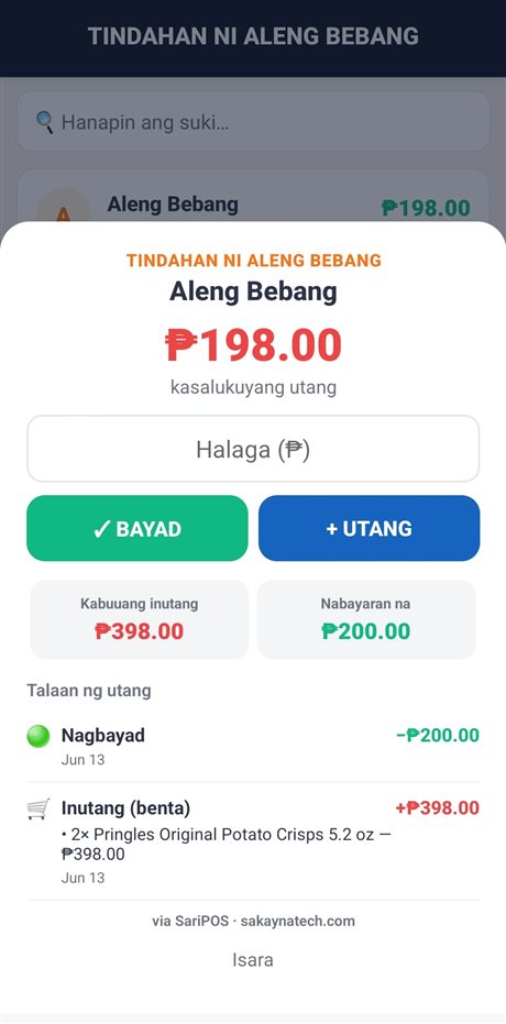 SariKita — Utang: per-suki credit ledger with bayad and inutang history